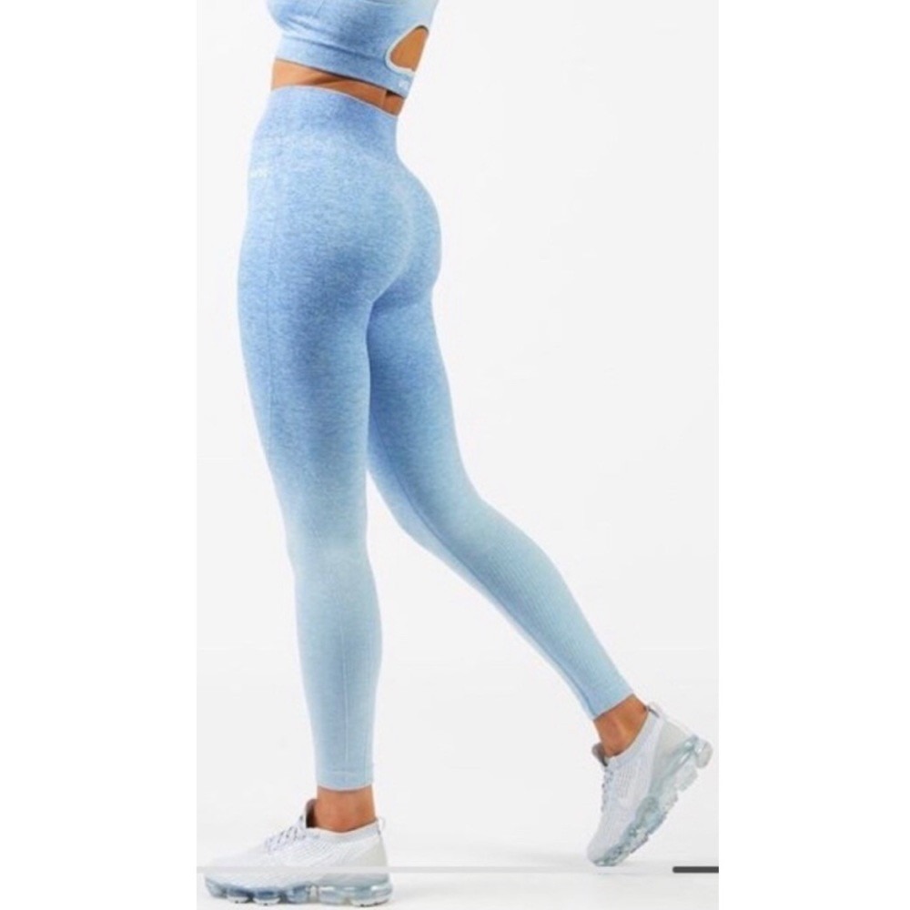 AYBL Womens Pulse Seamless Leggings Blue Ombre Size XS Gym Run Lift High Waist